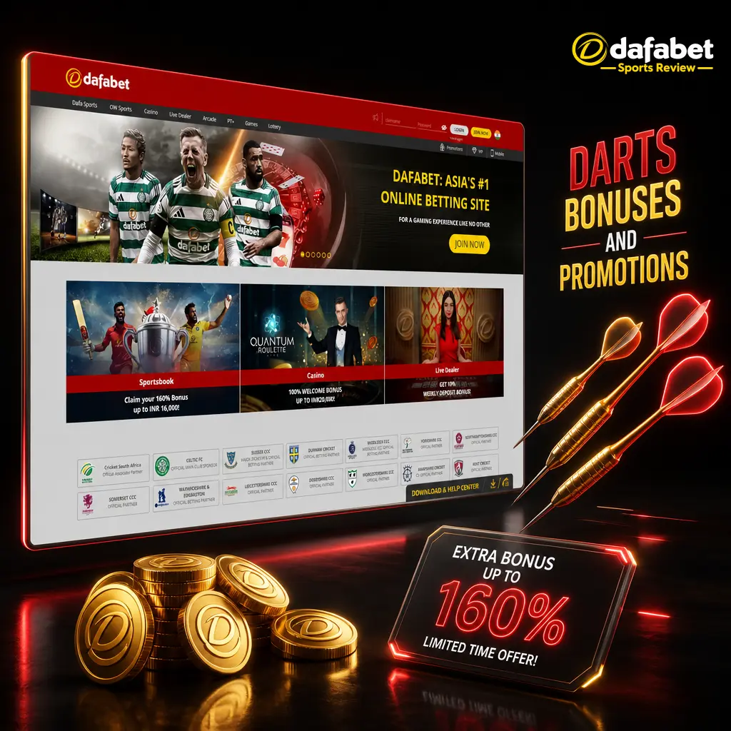 Dafabet darts bonuses: 200% deposit bonus up to INR 20,000 plus PDC tournament price boosts and accumulator offers.