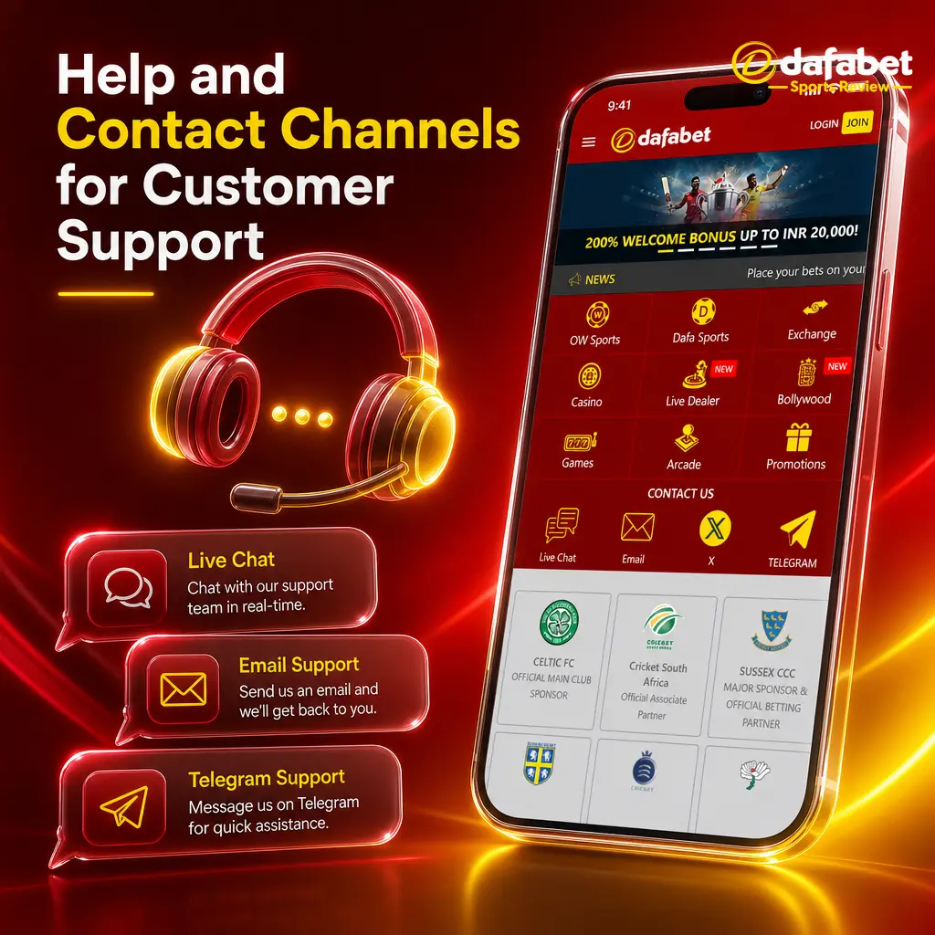 Dafabet 24/7 customer support channels: live chat, email, WhatsApp and Help Center FAQ for account and payment queries