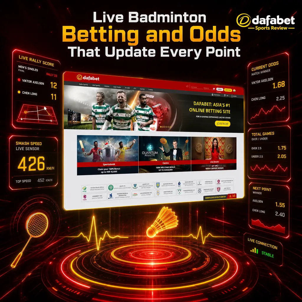 Dafabet Badminton live odds updating in real time after every rally during an in-play match.