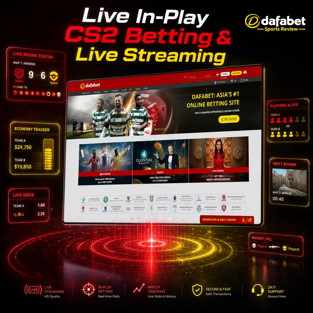 Live in-play CS2 betting on Dafabet with Twitch stream, real-time scores, economy indicators, and cash-out options.