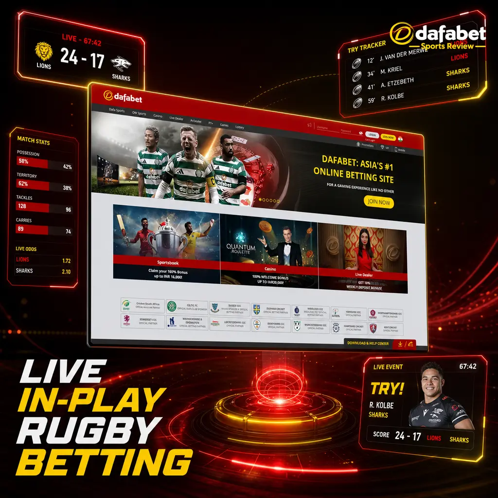 Live in-play rugby betting on Dafabet with real-time odds, match stats, and fast bet slip updates throughout all 80 minutes