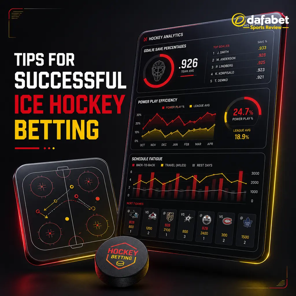 Ice hockey betting tips on Dafabet: goalie form, schedule fatigue, special units, and bankroll management strategies.