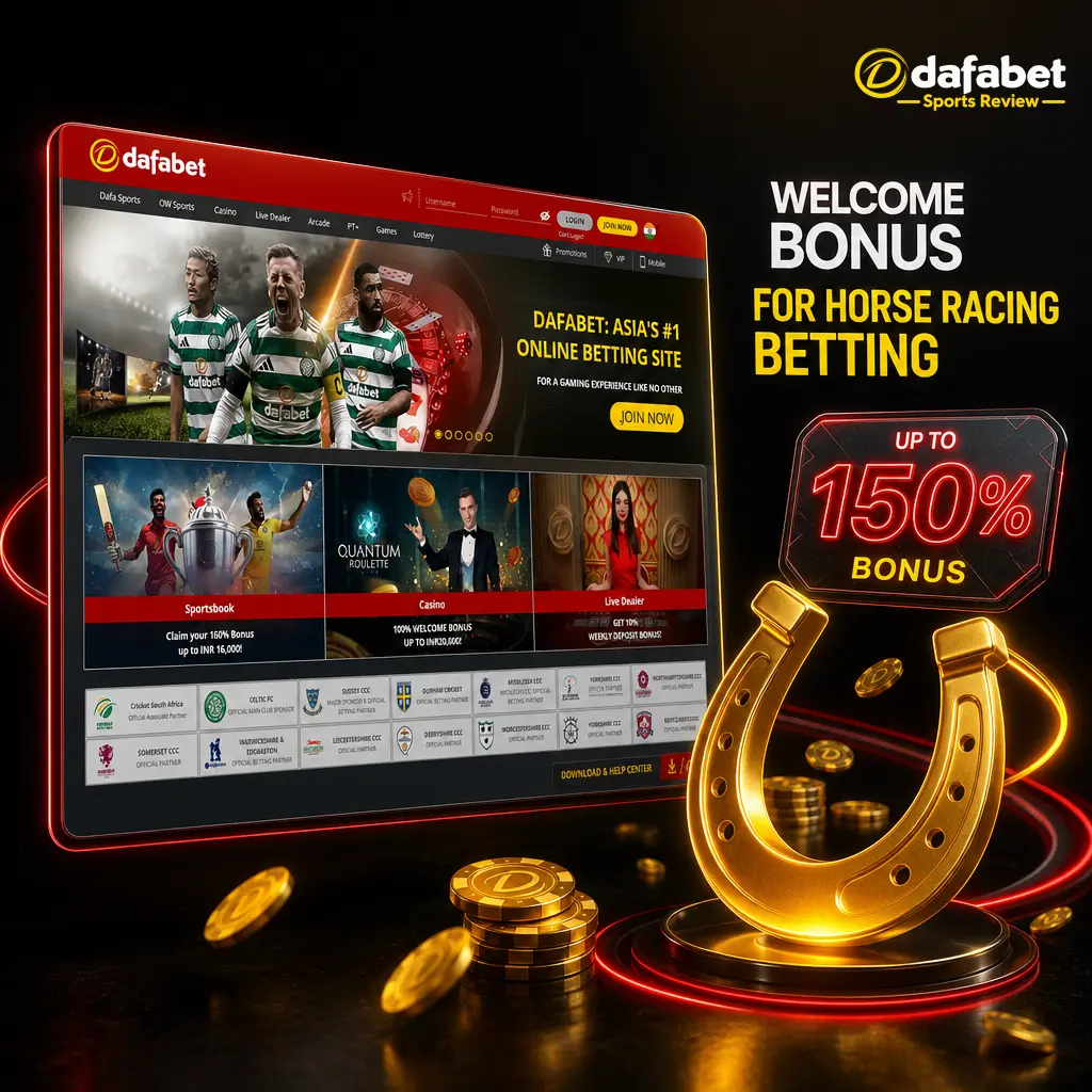 Dafabet 200% welcome bonus up to INR 20,000 for horse racing betting on Win, Place, and Exacta markets