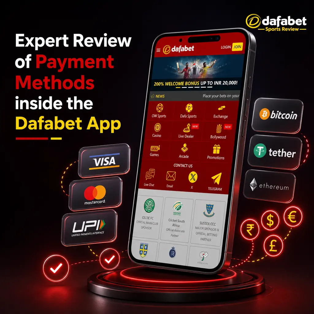 Dafabet app payment methods tested: UPI, bank transfer, GG Bnk, NetWallet, iCash One, gdpay, and Crypto for Indian players.