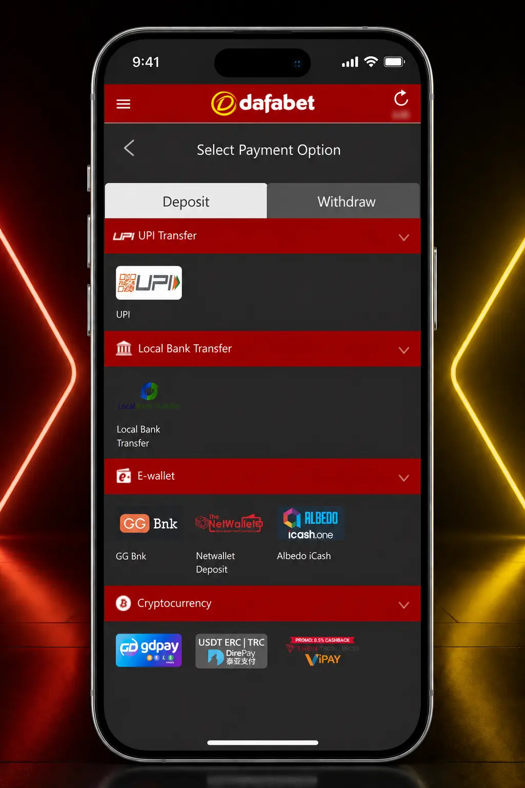 Step-by-step guide showing how to sign up, deposit, and place a bandy bet on the Dafabet mobile app