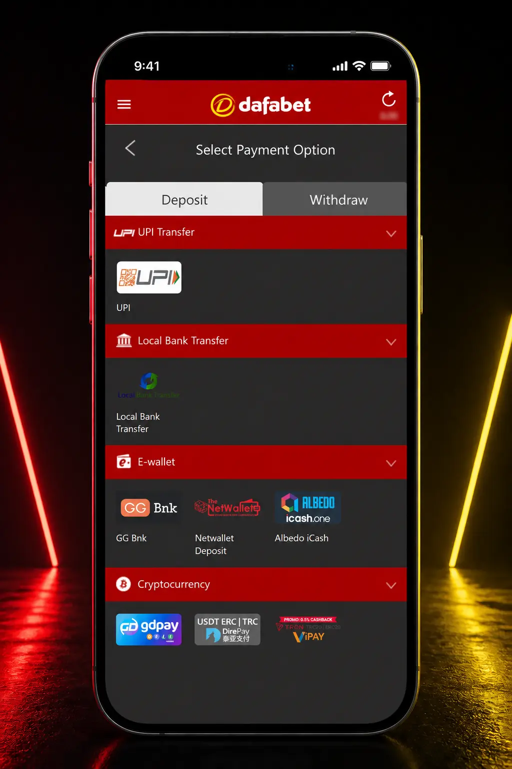 Step-by-step guide showing how to sign up, deposit, and place a darts bet on Dafabet using the mobile app
