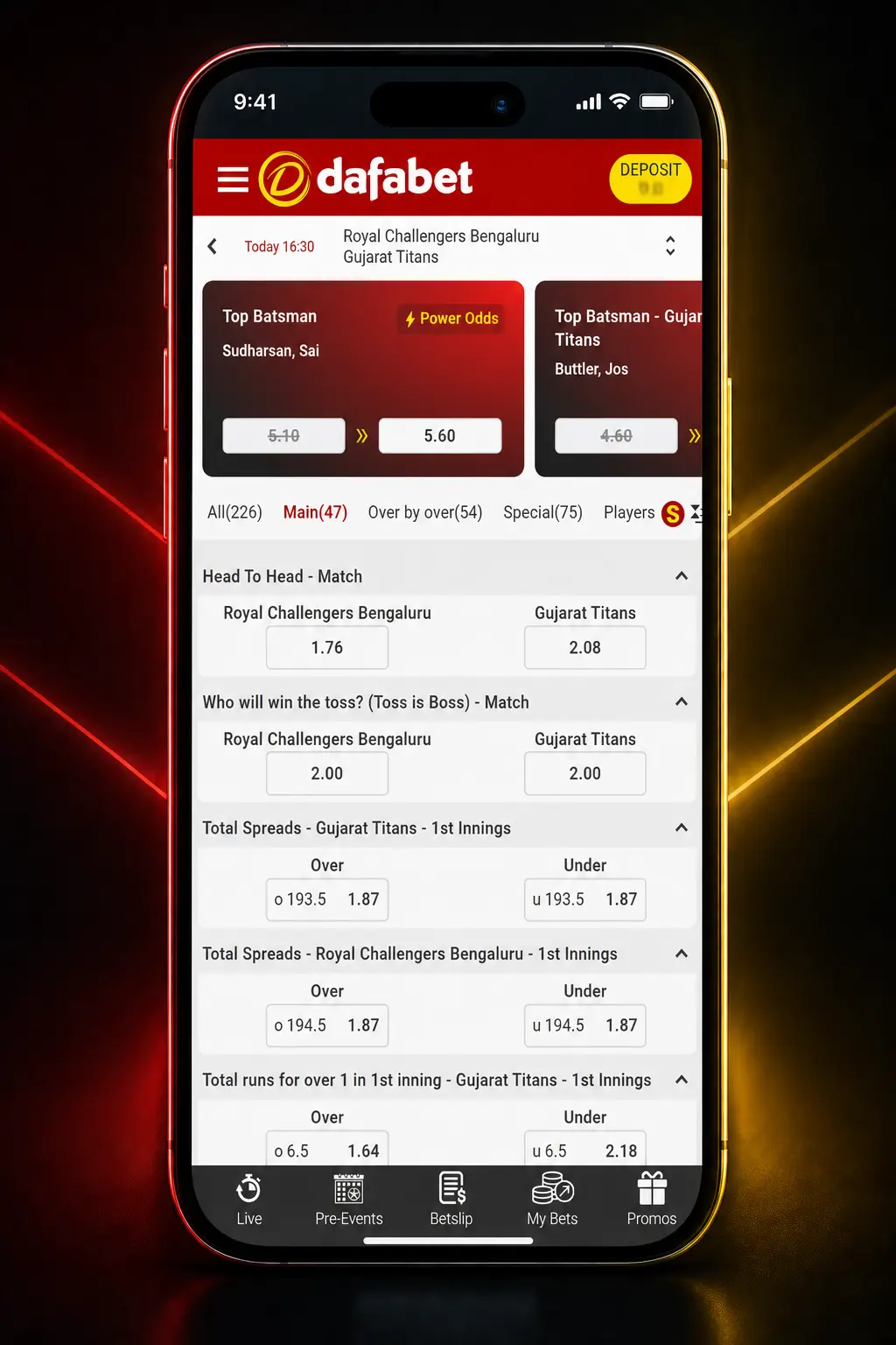 Step-by-step guide to registering, depositing, and placing a tennis bet on Dafabet's website or mobile app.