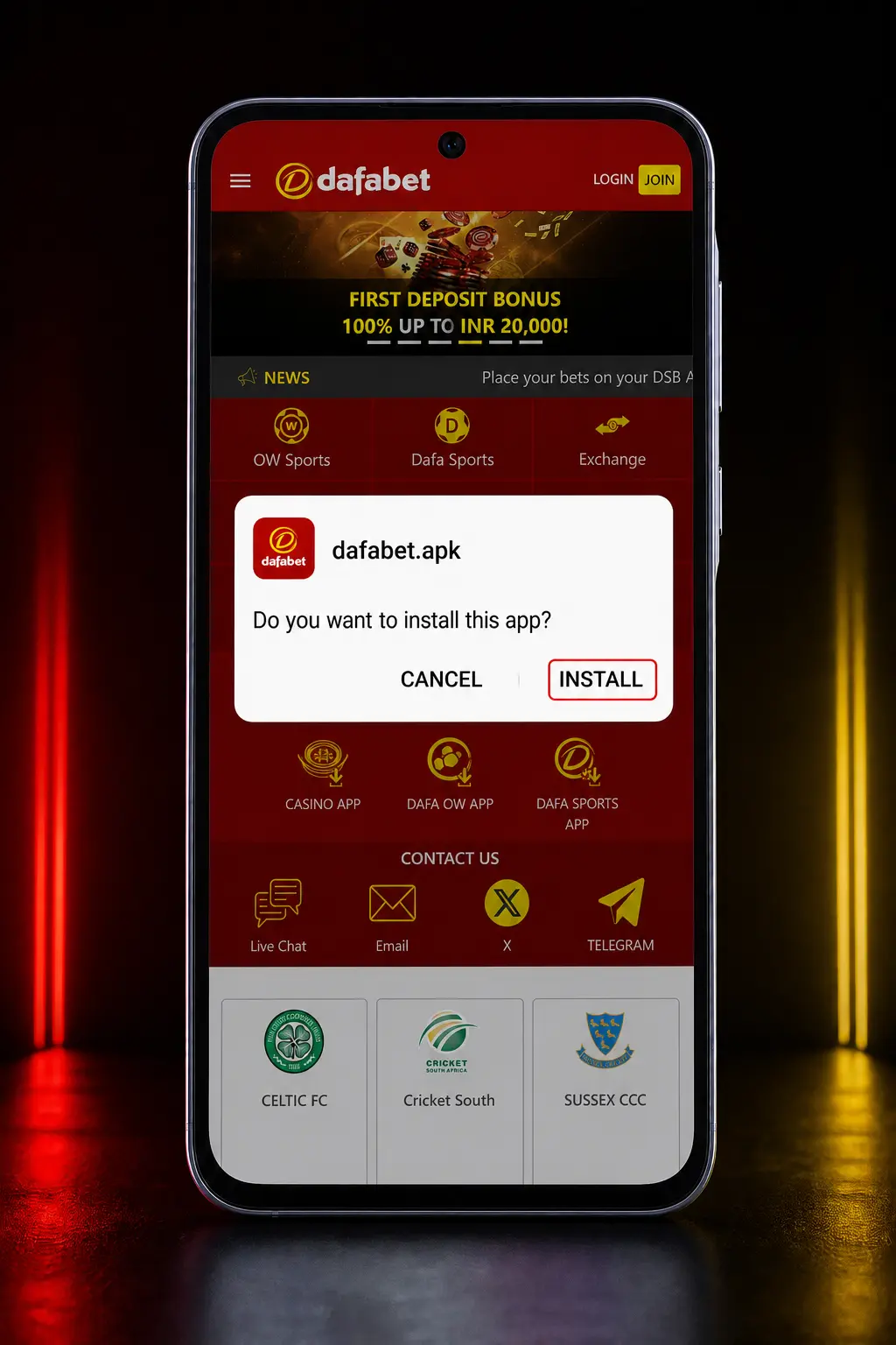 Step by step guide showing how to download and install the Dafabet Android APK file on a mobile device